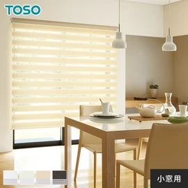 小窓用TOSO調光ロールスクリーン「ビジック ゼブラ」。鮮明なボーダー柄が特徴。厚手の生地でプライバシーを守り安心