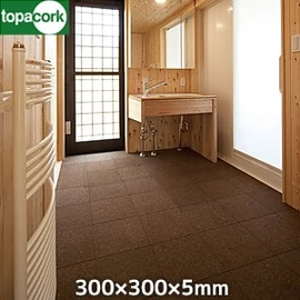 東亜コルク 浴室用コルクタイル バスコ (無塗装）脱衣室専用 300X300X5mm(面取）