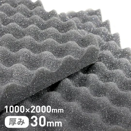 いろいろな角度から入る音を吸収できる表面を凹凸に加工した粘着剤付き吸音材です