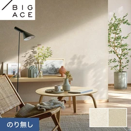 シンコールの住宅向け壁紙シリーズ「BIGACE」。施工方法が選べるのり無しタイプ