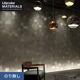 リリカラMATERIALS メタリック手貼箔 巾91cm 7.4m本売り。約13cm角箔が連なる壁紙。贅沢な壁面演出に