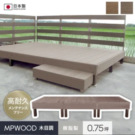 抜群の耐久性！耐候性樹脂でできた本格ウッドデッキ組立キット【0.75坪サイズ】