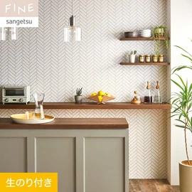 ヘリンボーン貼りのタイル柄です。ウレタンコート機能付きで水まわりにもおすすめ