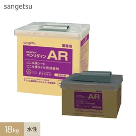 初期接着力が強いアクリル樹脂系。適度な粘性により壁面にも塗りやすく、腰壁部への床材施工にも使えます