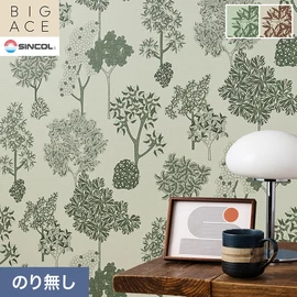 シンコールの住宅向け壁紙シリーズ「BIGACE」。施工方法が選べるのり無しタイプ