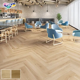 オフィスや店舗、各種施設で幅広く利用できる、ワックスメンテナンス不要の高意匠置敷きビニル床タイル
