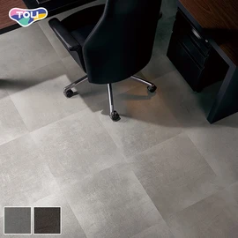 オフィスや店舗、各種施設で幅広く利用できる、ワックスメンテナンス不要の高意匠置敷きビニル床タイル