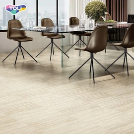 オフィスや店舗、各種施設で幅広く利用できる、ワックスメンテナンス不要の高意匠置敷きビニル床タイル