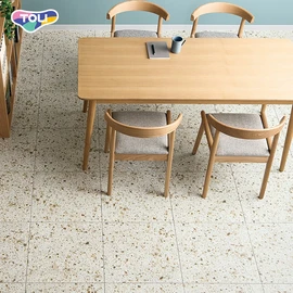 オフィスや店舗、各種施設で幅広く利用できる、ワックスメンテナンス不要の高意匠置敷きビニル床タイル