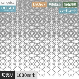 横使いの麻の葉柄グラデーションフィルム。UVカット99%以上、ハードコート、飛散防止付き。幅100cm