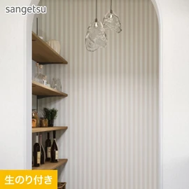 細めのストライプはクローゼット内やパントリー、ニッチなど、狭い空間でも貼り映えします。人気のグレージュカラーです