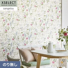 複雑に印刷版を重ねて作られたフラワー柄のビニル壁紙です