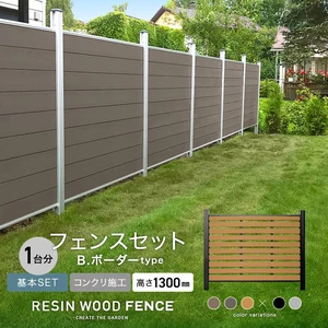 人工木フェンス Resta Resin Wood Fence 埋め込み施工 基本セット B ボーダーtype H1300mm Resta
