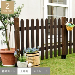 ピケットフェンス(ストレート)基本セット/土中用 1202×25×872mm