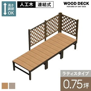 人工木ウッドデッキ ユニットデッキII ラティスフェンス付 0.75坪 （2734×934mm）