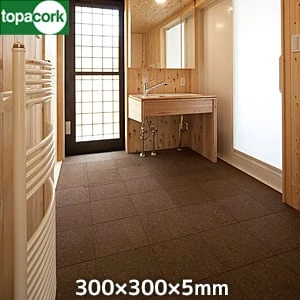 東亜コルク 浴室用コルクタイル バスコ (無塗装)脱衣室専用 300X300X5mm(面取)