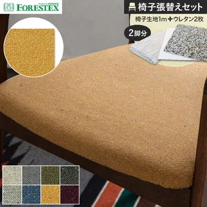 FORESTEX 椅子張り生地 コースト 137cm巾 1m お得な張替用ウレタン2枚セット
