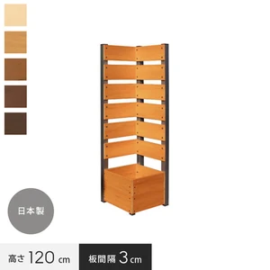 プランターと目隠しフェンスの合わせ技！簡単設置 【樹脂製】ボックス付きコーナーフェンス 3cm間隔 幅36cm×高さ120cm