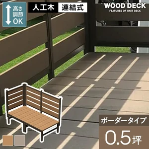 人工木ウッドデッキ ユニットデッキII ボーダーフェンス付 0.5坪 （1834×934mm）