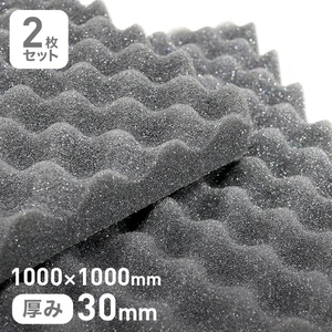 粘着剤付き F-2波型プロファイル吸音材 30mm厚 1000×1000mm 2枚セット