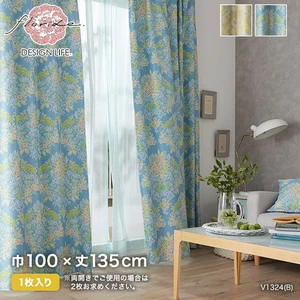 カーテン 既製サイズ スミノエ DESIGNLIFE floride MIX BOUQUET(ミックスブーケ) 巾100×丈135cm