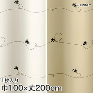 ディズニーファン必見！スミノエ Disney 既製カーテン MICKEY/ Line(ライン) 巾100×丈200cm