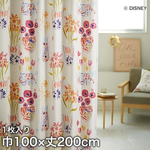 ディズニーファン必見！スミノエ Disney 既製カーテン MICKEY/ Flower vase Mickey with Minnie(フラワーベースウィズMN) 巾100×丈200cm