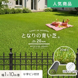 人工芝 ロール 1m×10m 芝丈20mm リアル人工芝 となりの青い芝 U字ピン24本付き
