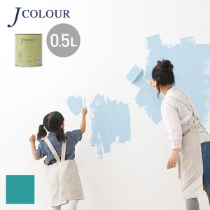 壁紙の上から塗れる人にやさしい水性ペイント J COLOUR（Jカラー） 0.5L ターコイズブルー Vl-2a