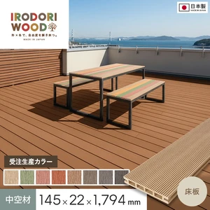 【受注生産】 人工木ウッドデッキ IRODORI WOOD いろどりウッド デッキ材 床板 145×22 （中空材） 横スリット L=1794